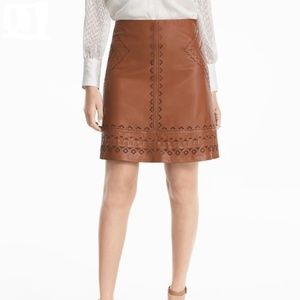 laser cut leather A-line mini skirt